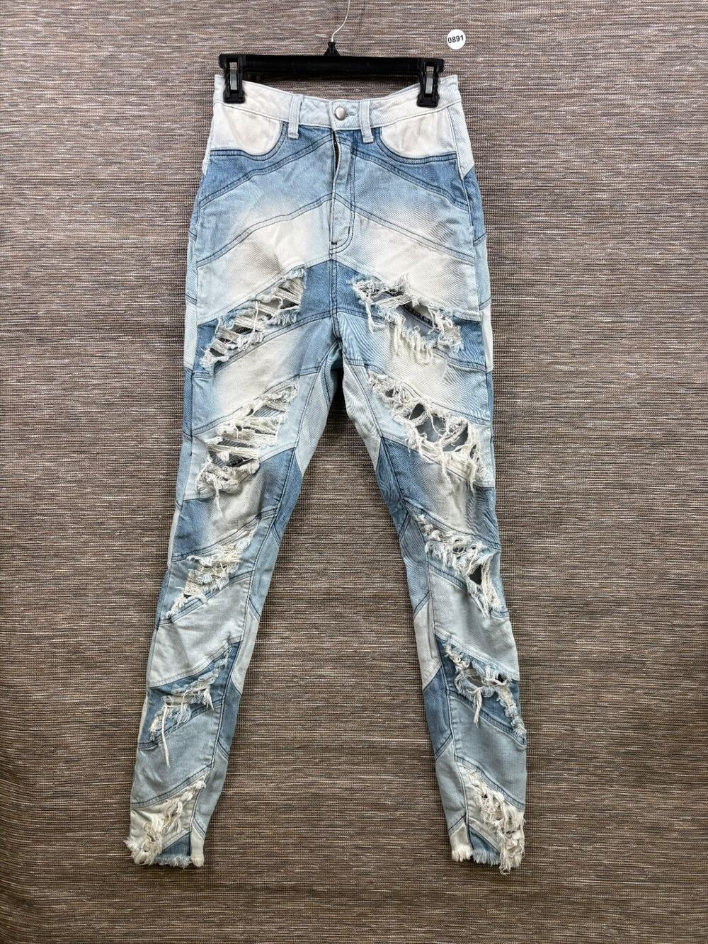 Akira Women’s Skinny Distressed Stacked Jeans Size 7 (28) Blue AP40001F